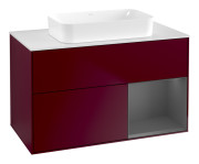 Тумба під раковину Villeroy & Boch Finion 100х50,1 см з підсвічуванням МДФ півонія матовий лак/скло біле матове G661GKHB