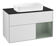 Тумба под раковину Villeroy & Boch Finion 100х50,1 см с подсветкой МДФ белый матовый лак/стекло черное матовое F662GMMT