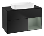 Тумба под раковину Villeroy & Boch Finion 100х50,1 см с подсветкой МДФ черный матовый лак/стекло черное матовое F662GMPD