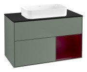 Тумба під раковину Villeroy & Boch Finion 100х50,1 см із підсвічуванням МДФ оливковий матовий лак/скло чорне матове F662HBGM