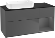 Тумба під раковину Villeroy & Boch Finion 120х50,1 см з підсвічуванням антрацит матовий лак/скло чорне матове F692GKGK