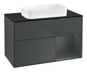 Тумба під раковину Villeroy & Boch Finion 100х50,1 см із підсвічуванням МДФ темно-синій матовий лак/скло чорне матове F662HGHG