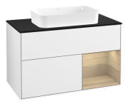 Тумба під раковину Villeroy & Boch Finion 100х50,1 см з підсвіткою МДФ білий глянцевий лак/скло чорне матове F662PCGF