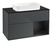 Тумба под раковину Villeroy & Boch Finion 100х50,1 см с подсветкой МДФ темно-синий матовый лак/стекло черное матовое F662PDHG