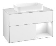 Тумба під раковину Villeroy & Boch Finion 100х50,1 см з підсвіткою МДФ білий глянцевий лак/скло біле матове G661GFGF