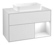 Тумба під раковину Villeroy & Boch Finion 100х50,1 см із підсвічуванням МДФ білий матовий лак/скло біле матове G661GFMT
