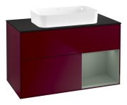 Тумба под раковину Villeroy & Boch Finion 100х50,1 см с подсветкой МДФ пион матовый лак/стекло черное матовое F662GMHB