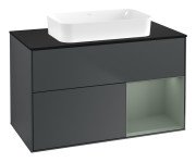 Тумба під раковину Villeroy & Boch Finion 100х50,1 см із підсвічуванням МДФ темно-синій матовий лак/скло чорне матове F662GMHG