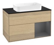 Тумба под раковину Villeroy & Boch Finion 100х50,1 см с подсветкой МДФ шпон дуба/стекло черное матовое F662GKPC