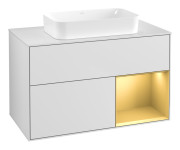 Тумба под раковину Villeroy & Boch Finion 100х50,1 см с подсветкой МДФ белый матовый лак/стекло белое матовое G661HFMT