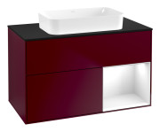 Тумба под раковину Villeroy & Boch Finion 100х50,1 см с подсветкой МДФ пион матовый лак/стекло черное матовое G662GFHB