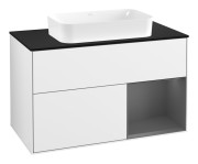 Тумба под раковину Villeroy & Boch Finion 100х50,1 см с подсветкой МДФ глянцевый белый лак/стекло черное матовое G662GKGF