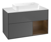 Тумба під раковину Villeroy & Boch Finion 100х50,1 см з підсвічуванням МДФ антрацит матовий лак/скло біле матове G661GNGK