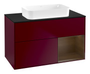 Тумба под раковину Villeroy & Boch Finion 100х50,1 см с подсветкой МДФ пион матовый лак/стекло черное матовое G662GNHB