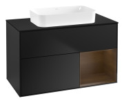 Тумба под раковину Villeroy & Boch Finion 100х50,1 см с подсветкой МДФ черный матовый лак/стекло черное матовое G662GNPD