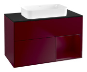 Тумба под раковину Villeroy & Boch Finion 100х50,1 см с подсветкой МДФ пион матовый лак/стекло черное матовое G662HBHB