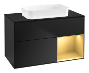 Тумба под раковину Villeroy & Boch Finion 100х50,1 см с подсветкой МДФ черный матовый лак/стекло черное матовое G662HFPD