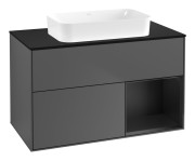 Тумба под раковину Villeroy & Boch Finion 100х50,1 см с подсветкой МДФ антрацит матовый лак/стекло черное матовое G662PDGK