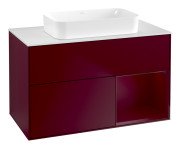 Тумба під раковину Villeroy & Boch Finion 100х50,1 см з підсвічуванням МДФ півонія матовий лак/скло біле матове G661HBHB