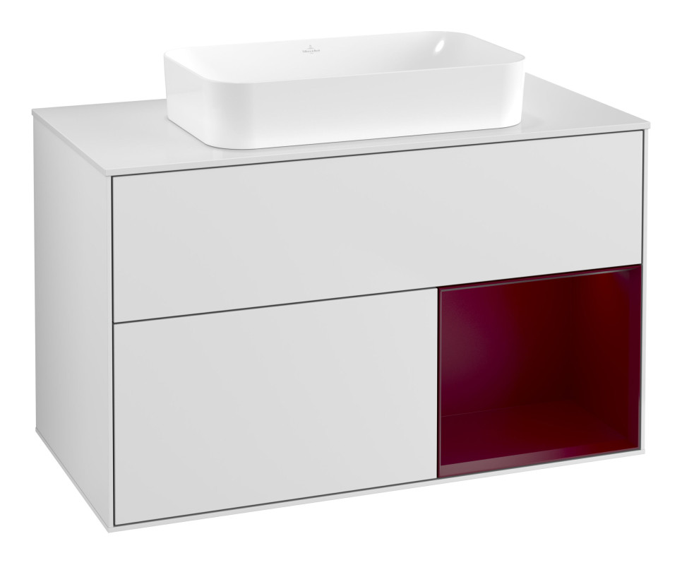 Тумба під раковину Villeroy & Boch Finion 100х50,1 см із підсвічуванням МДФ білий матовий лак/скло біле матове G661HBMT