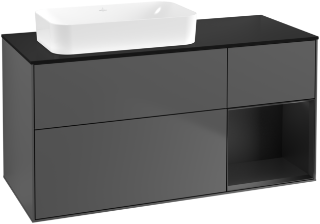 Тумба під раковину Villeroy & Boch Finion 120х50,1 см з підсвічуванням антрацит матовий лак/скло чорне матове F692PDGK