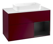 Тумба під раковину Villeroy & Boch Finion 100х50,1 см з підсвічуванням МДФ півонія матовий лак/скло біле матове G661PDHB