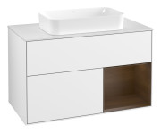 Тумба під раковину Villeroy & Boch Finion 100х50,1 см з підсвіткою МДФ білий глянцевий лак/скло біле матове G661GNGF