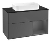 Тумба под раковину Villeroy & Boch Finion 100х50,1 см с подсветкой МДФ антрацит матовый лак/стекло черное матовое G662GKGK