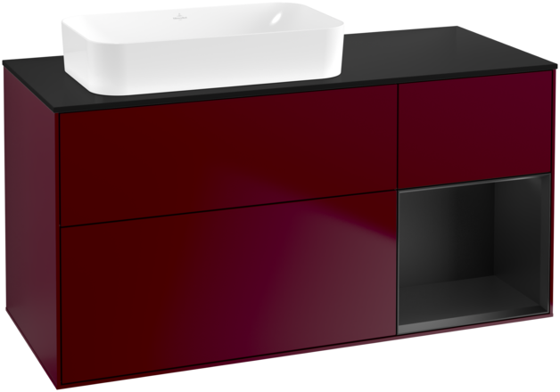 Тумба под раковину Villeroy & Boch Finion 120х50,1 см с подсветкой МДФ пион матовый лак/стекло черное матовое F692PDHB