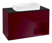 Тумба під раковину Villeroy & Boch Finion 100х50,1 см з підсвічуванням МДФ півонія матовий лак/скло чорне матове G662HBHB