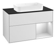 Тумба под раковину Villeroy & Boch Finion 100х50,1 см с подсветкой МДФ белый матовый лак/стекло черное матовое G662MTMT