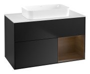 Тумба під раковину Villeroy & Boch Finion 100х50,1 см із підсвічуванням МДФ чорний матовий лак/скло біле матове G661GNPD