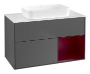 Тумба под раковину Villeroy & Boch Finion 100х50,1 см с подсветкой МДФ антрацит матовый лак/стекло белое матовое G661HBGK