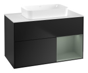 Тумба под раковину Villeroy & Boch Finion 100х50,1 см с подсветкой МДФ черный матовый лак/стекло белое матовое G661GMPD