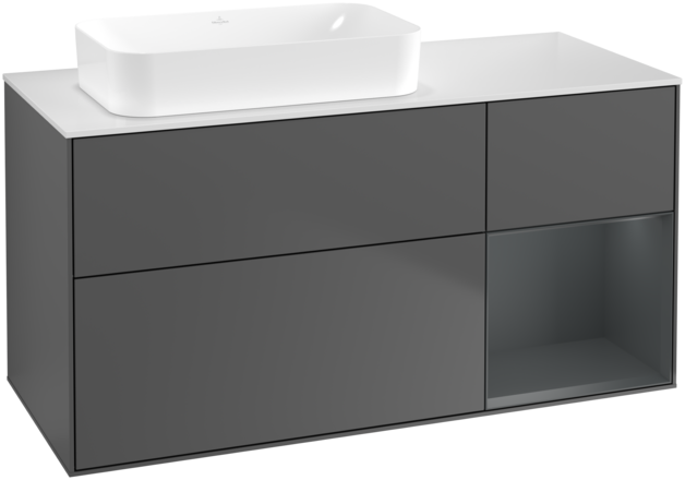 Тумба під раковину Villeroy & Boch Finion 120х50,1 см з підсвічуванням антрацит матовий лак/скло біле матове F691HGGK