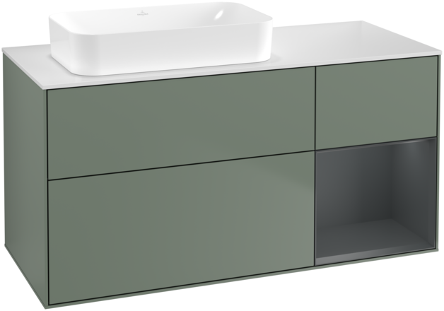 Тумба под раковину Villeroy & Boch Finion 120х50,1 см с подсветкой МДФ оливковый матовый лак/стекло белое матовое F691HGGM