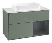 Тумба под раковину Villeroy & Boch Finion 100х50,1 см с подсветкой МДФ оливковый матовый лак/стекло белое матовое G661HGGM