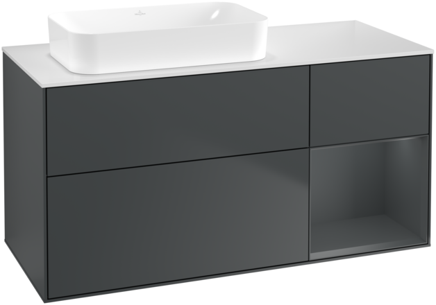 Тумба под раковину Villeroy & Boch Finion 120х50,1 см с подсветкой МДФ темно-синий матовый лак/стекло белое матовое F691HGHG