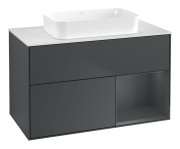 Тумба под раковину Villeroy & Boch Finion 100х50,1 см с подсветкой МДФ темно-синий матовый лак/стекло белое матовое G661HGHG