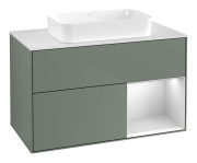 Тумба под раковину Villeroy & Boch Finion 100х50,1 см с подсветкой МДФ оливковый матовый лак/стекло белое матовое G661MTGM