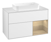 Тумба под раковину Villeroy & Boch Finion 100х50,1 см с подсветкой МДФ глянцевый белый лак/стекло белое матовое G661PCGF