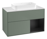 Тумба под раковину Villeroy & Boch Finion 100х50,1 см с подсветкой МДФ оливковый матовый лак/стекло белое матовое G661PDGM