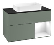 Тумба под раковину Villeroy & Boch Finion 100х50,1 см с подсветкой МДФ оливковый матовый лак/стекло черное матовое G662GFGM