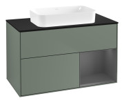 Тумба под раковину Villeroy & Boch Finion 100х50,1 см с подсветкой МДФ оливковый матовый лак/стекло черное матовое G662GKGM