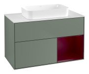 Тумба під раковину Villeroy & Boch Finion 100х50,1 см із підсвічуванням МДФ оливковий матовий лак/скло біле матове G661HBGM