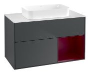 Тумба під раковину Villeroy & Boch Finion 100х50,1 см із підсвічуванням МДФ темно-синій матовий лак/скло біле матове G661HBHG