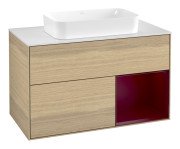 Тумба під раковину Villeroy & Boch Finion 100х50,1 см із підсвічуванням МДФ шпон дуба/скло біле матове G661HBPC