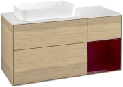 Тумба под раковину Villeroy & Boch Finion 120х50,1 см с подсветкой МДФ шпон дуба/стекло белое матовое F691HBPC