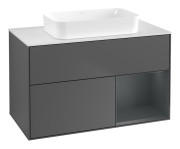 Тумба під раковину Villeroy & Boch Finion 100х50,1 см з підсвічуванням МДФ антрацит матовий лак/скло біле матове G661HGGK
