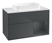 Тумба під раковину Villeroy & Boch Finion 100х50,1 см із підсвічуванням МДФ темно-синій матовий лак/скло біле матове G661HGHG